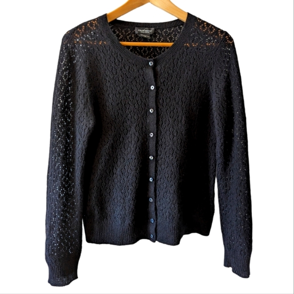 Lord & Taylor Sweaters - Cashmere Lord & Taylor Ultra Lightweigt Pointelle Cardigan size Large